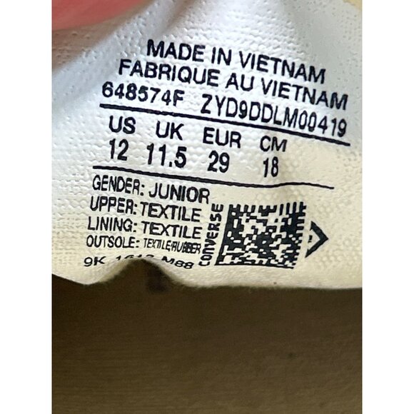 Converse All Star Junior Canvas Shoes Size 12 Off White/Red - Picture 6 of 6